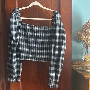 Chelsea & Violet Black and White Checkered Blouse